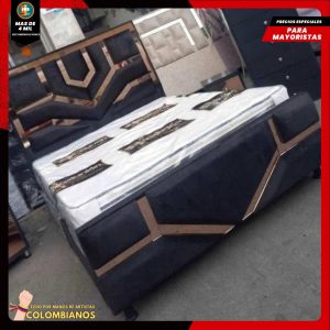 Base Cama Doble 140×190 con Espaldar y Piecero Diseño Espejo