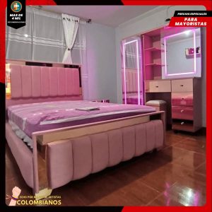 Base Cama Doble 140×190 con Espaldar y Piecero Diseño Espejo