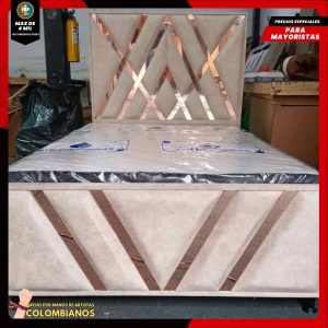 Base Cama Doble 140×190 con Espaldar y Piecero Diseño Espejo