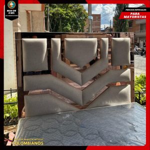 Base Cama Doble 140x190 con Espaldar en Diseño Espejo – Lujo, Elegancia y Máxima Resistencia