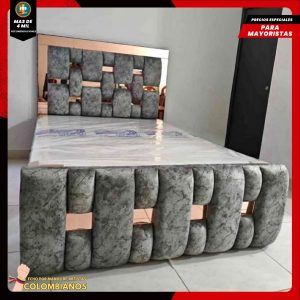 Base Cama Doble 140×190 con Espaldar y Piecero Diseño Espejo