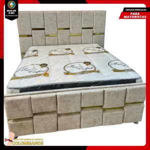 Base Cama Doble 140×190 con Espaldar y Piecero Diseño Espejo