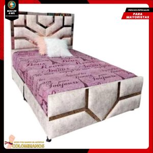 Base Cama Doble 140×190 con Espaldar y Piecero Diseño Espejo