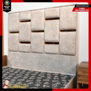 Base Cama Doble 140x190 con Espaldar en Diseño Espejo – Lujo, Elegancia y Máxima Resistencia