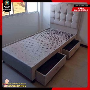 Base Cama Doble 140×190 con 2 Cajones y Espaldar Básico