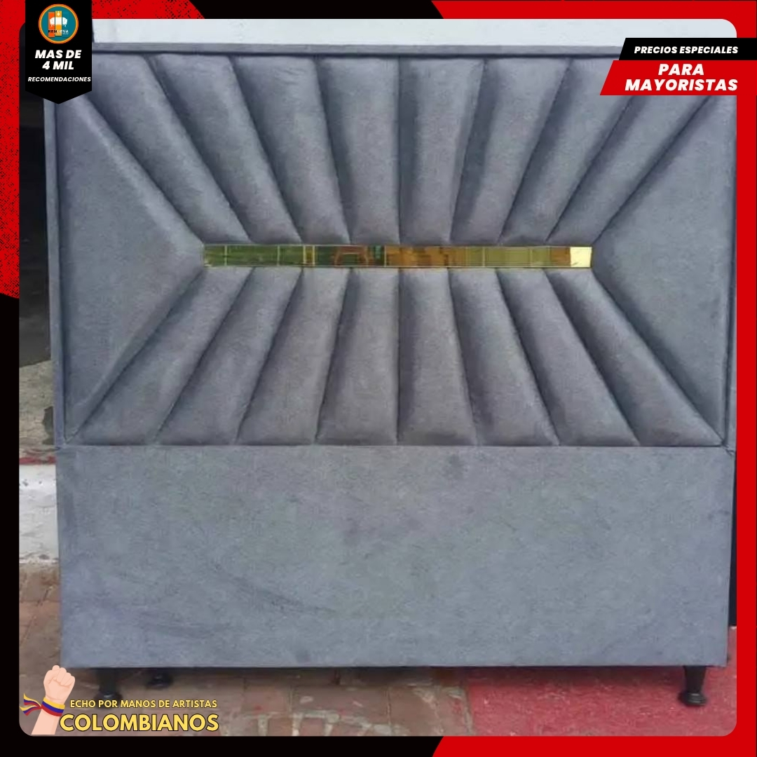 Base Cama Doble 140x190 con Espaldar en Diseño Espejo – Lujo, Elegancia y Máxima Resistencia