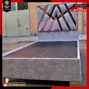 Base Cama Doble 140x190 con Espaldar en Diseño Espejo – Lujo, Elegancia y Máxima Resistencia