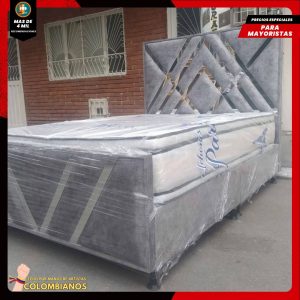 Base Cama Doble 140×190 con Espaldar y Piecero Diseño Espejo