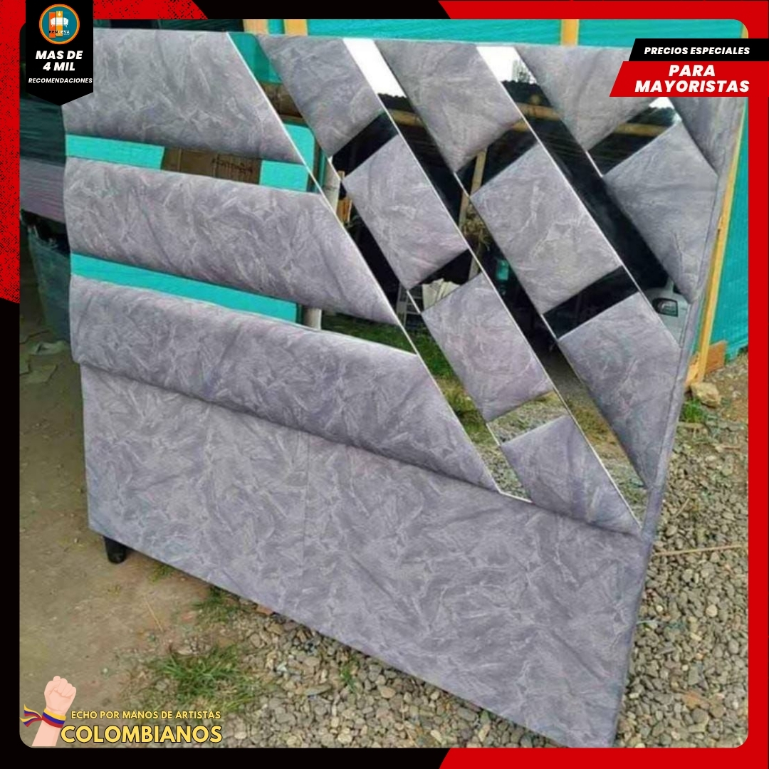 Base Cama Doble 140x190 con Espaldar en Diseño Espejo – Lujo, Elegancia y Máxima Resistencia