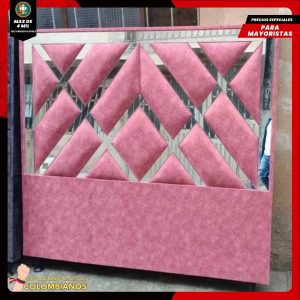 Base Cama Doble 140x190 con Espaldar en Diseño Espejo – Lujo, Elegancia y Máxima Resistencia