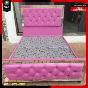 Base Cama Doble 140×190 con Espaldar y Piecero Diseño Espejo
