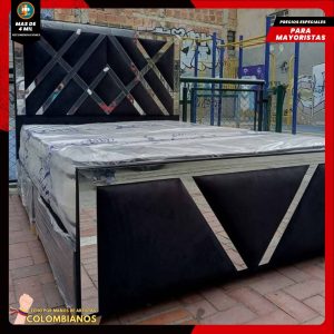Base Cama Doble 140×190 con Espaldar y Piecero Diseño Espejo