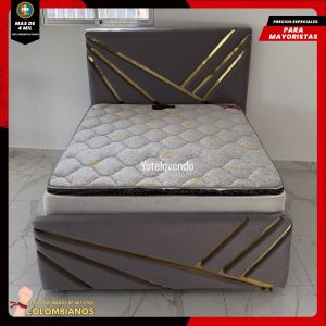 Base Cama Doble 140×190 con Espaldar y Piecero Diseño Espejo