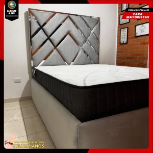 Base Cama Doble 140x190 con Espaldar en Diseño Espejo – Lujo, Elegancia y Máxima Resistencia