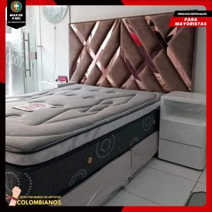 Base Cama Doble 140x190 con Espaldar en Diseño Espejo – Lujo, Elegancia y Máxima Resistencia