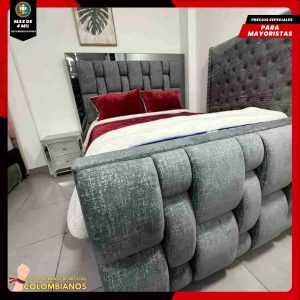 Base Cama Doble 140×190 con Espaldar y Piecero Diseño Espejo