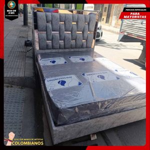 Base Cama Doble 140x190 con Espaldar en Diseño Espejo – Lujo, Elegancia y Máxima Resistencia