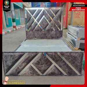 Base Cama Doble 140×190 con Espaldar y Piecero Diseño Espejo