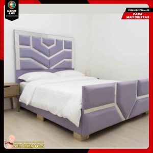 Base Cama Doble 140×190 con Espaldar y Piecero Diseño Espejo