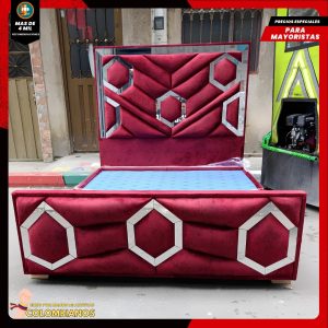 Base Cama Doble 140×190 con Espaldar y Piecero Diseño Espejo