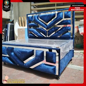 Base Cama Doble 140×190 con Espaldar y Piecero Diseño Espejo