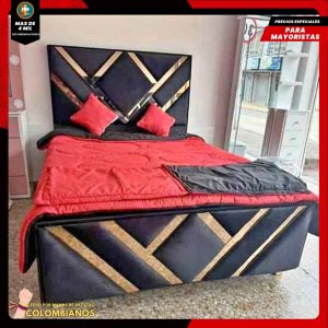 Base Cama Doble 140×190 con Espaldar y Piecero Diseño Espejo