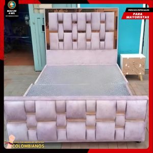 Base Cama Doble 140×190 con Espaldar y Piecero Diseño Espejo
