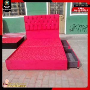 Base Cama Doble 140×190 con 2 Cajones y Espaldar Básico
