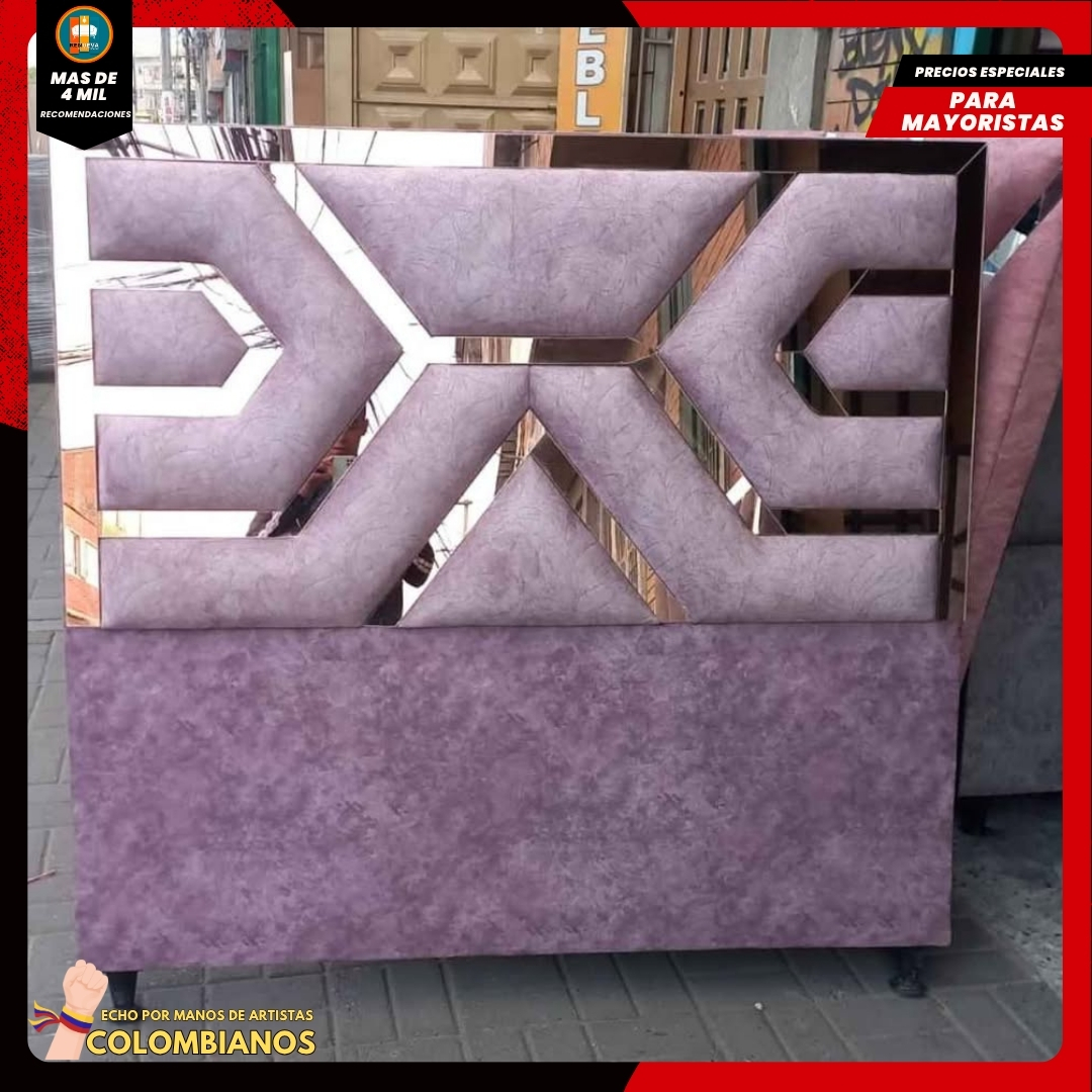 Base Cama Doble 140x190 con Espaldar en Diseño Espejo – Lujo, Elegancia y Máxima Resistencia
