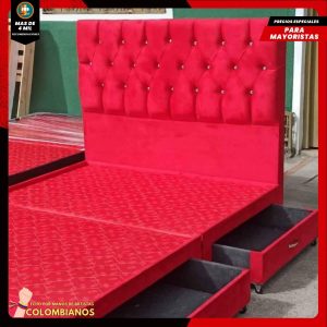 Base Cama Doble 140×190 con 2 Cajones y Espaldar Básico