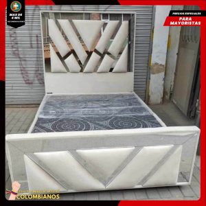 Base Cama Doble 140×190 con Espaldar y Piecero Diseño Espejo