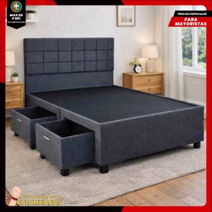 Base Cama Doble 140×190 con 2 Cajones y Espaldar Básico