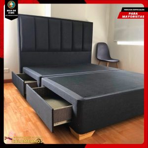 Base Cama Doble 140×190 con 2 Cajones y Espaldar Básico