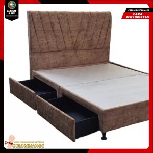 Base Cama Doble 140×190 con 2 Cajones y Espaldar Básico
