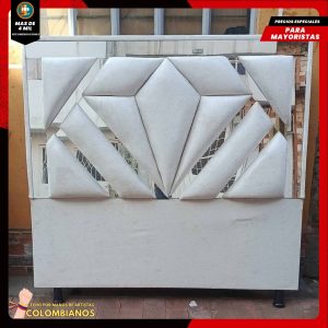Base Cama Doble 140x190 con Espaldar en Diseño Espejo – Lujo, Elegancia y Máxima Resistencia