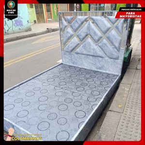 Base Cama Doble 140x190 con Espaldar en Diseño Espejo – Lujo, Elegancia y Máxima Resistencia