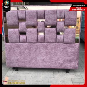Base Cama Doble 140x190 con Espaldar en Diseño Espejo – Lujo, Elegancia y Máxima Resistencia