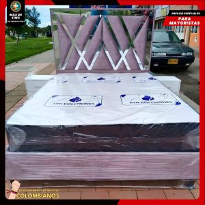 Base Cama Doble 140x190 con Espaldar en Diseño Espejo – Lujo, Elegancia y Máxima Resistencia