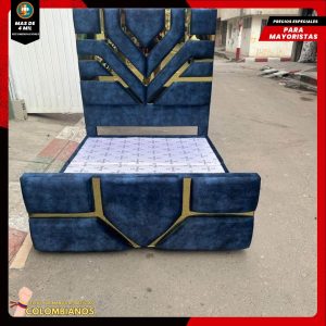 Base Cama Doble 140x190 con Espaldar y Piecero Diseño Espejo