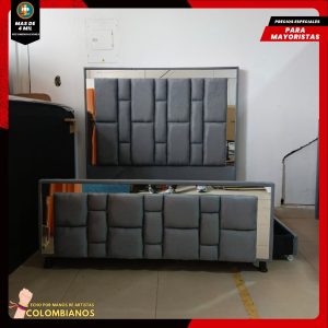 Base Cama Doble 140×190 con Espaldar y Piecero Diseño Espejo