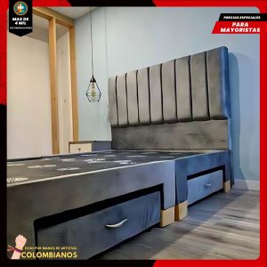Base Cama Doble 140×190 con 2 Cajones y Espaldar Básico