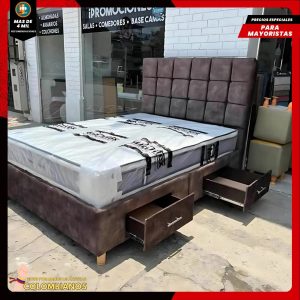 Base Cama Doble 140×190 con 2 Cajones y Espaldar Básico