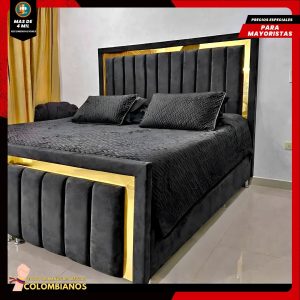 Base Cama Doble 140×190 con Espaldar y Piecero Diseño Espejo