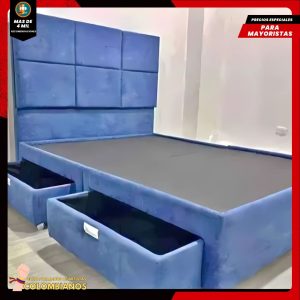 Base Cama Doble 140×190 con 2 Cajones y Espaldar Básico