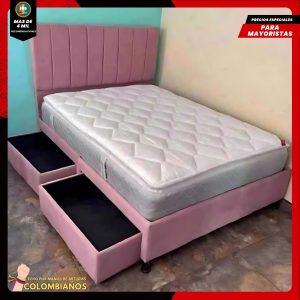 Base Cama Doble 140×190 con 2 Cajones y Espaldar Básico