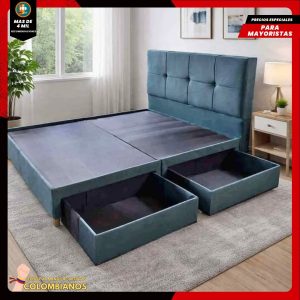 Base Cama Doble 140×190 con 2 Cajones y Espaldar Básico