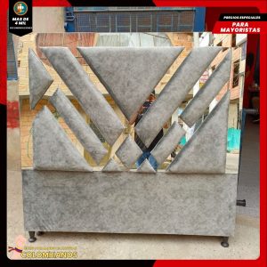 Base Cama Doble 140x190 con Espaldar en Diseño Espejo – Lujo, Elegancia y Máxima Resistencia