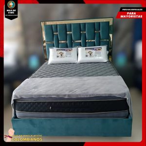 Base Cama Doble 140x190 con Espaldar en Diseño Espejo – Lujo, Elegancia y Máxima Resistencia