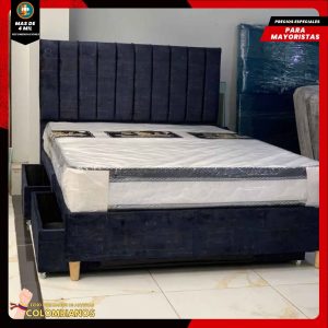 Base Cama Doble 140×190 con 2 Cajones y Espaldar Básico