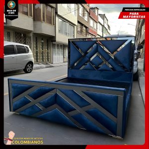 Base Cama Doble 140×190 con Espaldar y Piecero Diseño Espejo